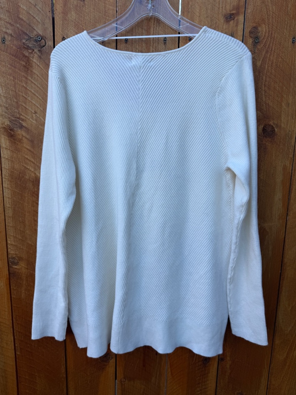 Croft & Barrow Classic Ribbed V-Neck Women's Sweater in Cream - Size Large NWT - Picture 2 of 7